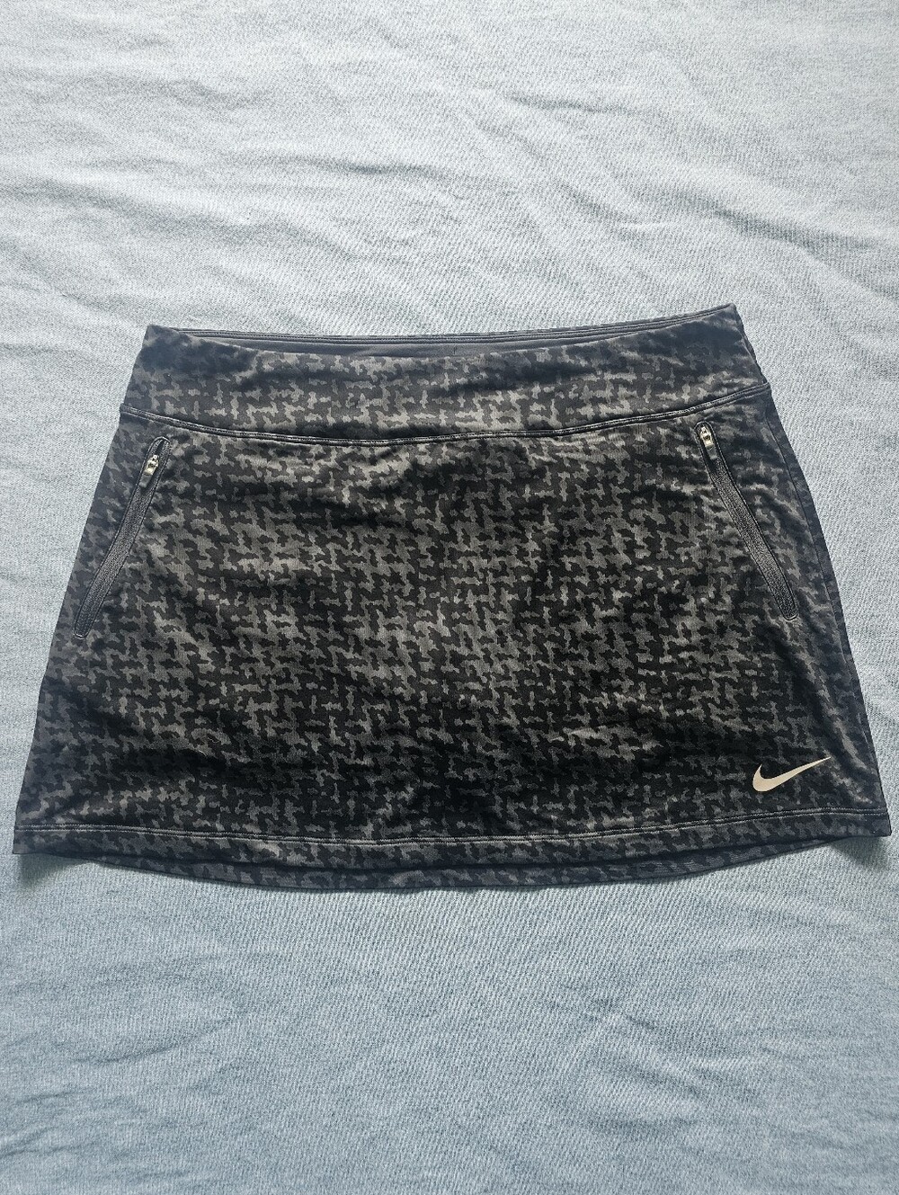 Nike Golf Dri-FIT Camo Skort Skirt Black Gray Zip Pocket Size M